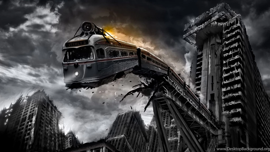 Train Broken Bridge Wallpaper HD.gif