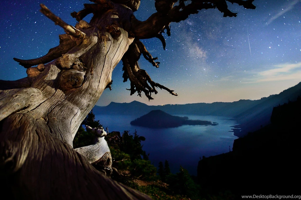 Starry Night Over Crater Lake Oregon   (