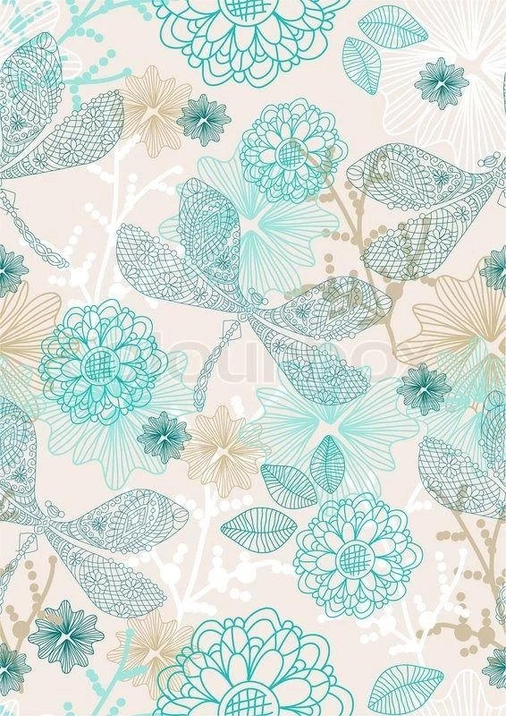 Abstract Hand drawing Background, Seamless Pattern With Flowers ...