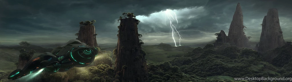 Spaceship Dual Screen Wallpapers