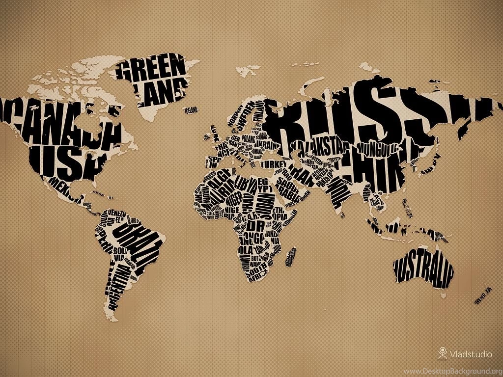 Typographic World Map · Desktop Wallpapers · Vladstudio