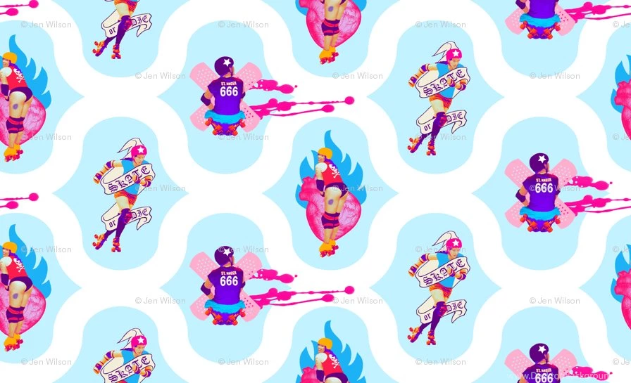 Roller Derby Fabric, Wallpapers & Gift Wrap Spoonflower