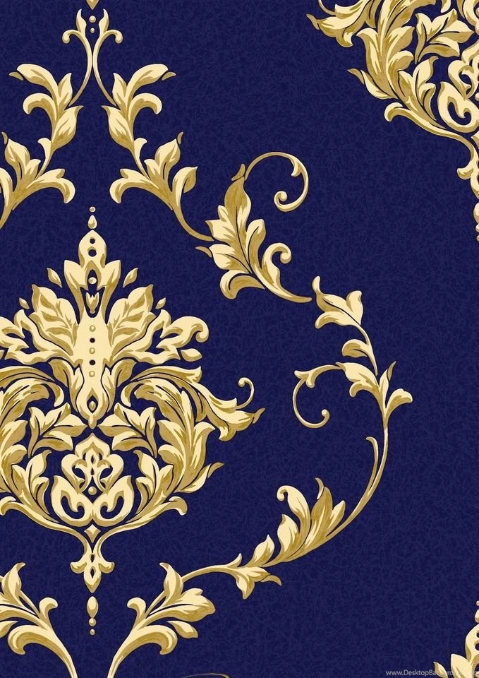 Sandringham Blue Luxury Damask Blown Textured Vinyl Wallpapers Blue ...