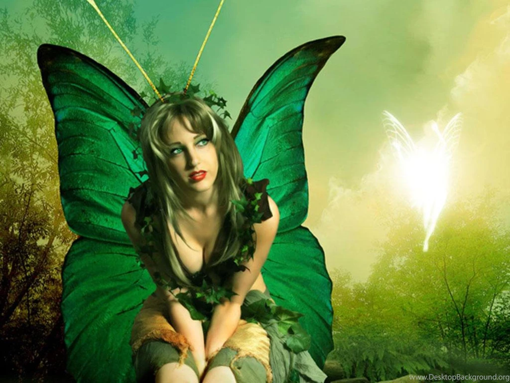 Download Green Butterfly Fairy Angel Wallpapers 1400x1050