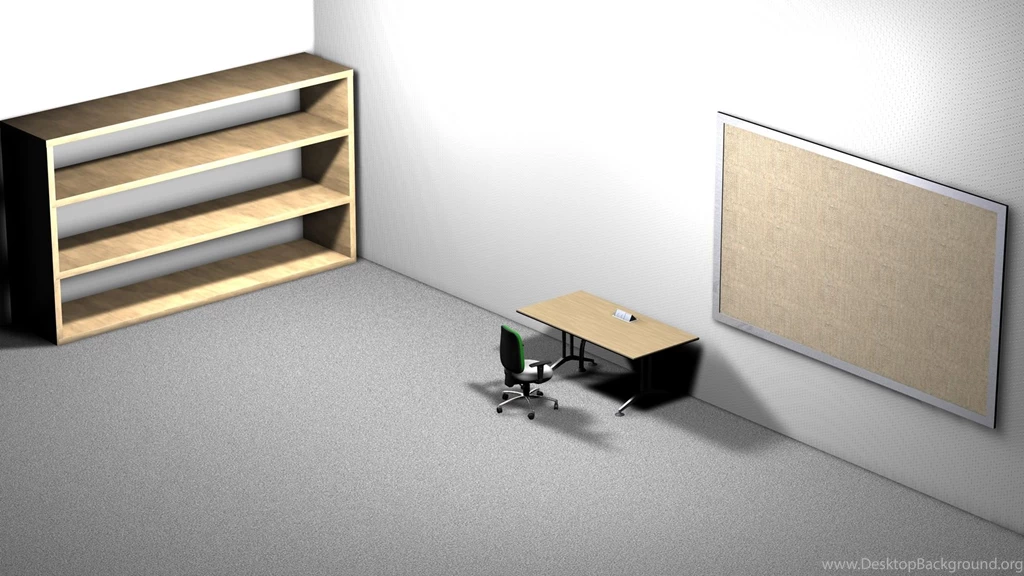 Room Isometric Desk Board Shelves