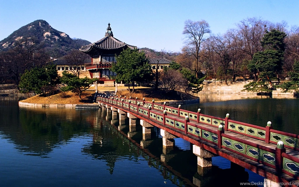 Ancient: Gyeongbokgung Palace Seoul Lake Bridge Island Wallpapers ...