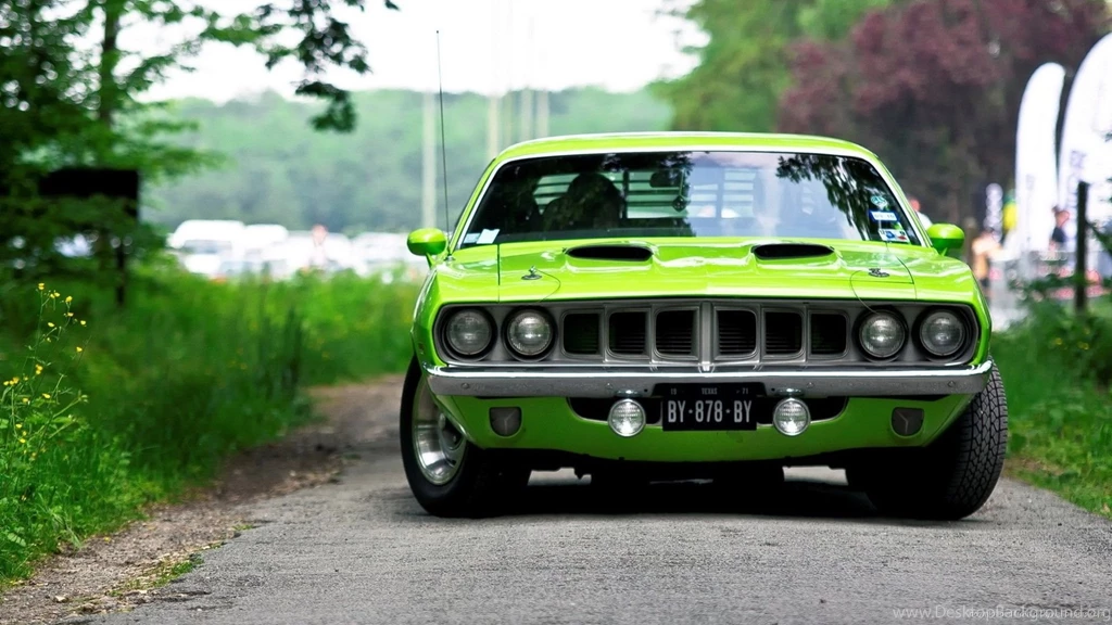 1366x768 Acid Green Plymouth Barracuda Wallpapers