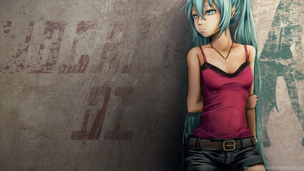Vocaloid Hatsune Miku Long Hair Belts Tank Tops Twintails Artwork ...