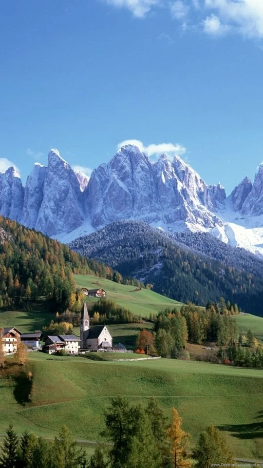 Download Wallpapers 540x960 Winter, Mountains, Meadows, Village, At ...