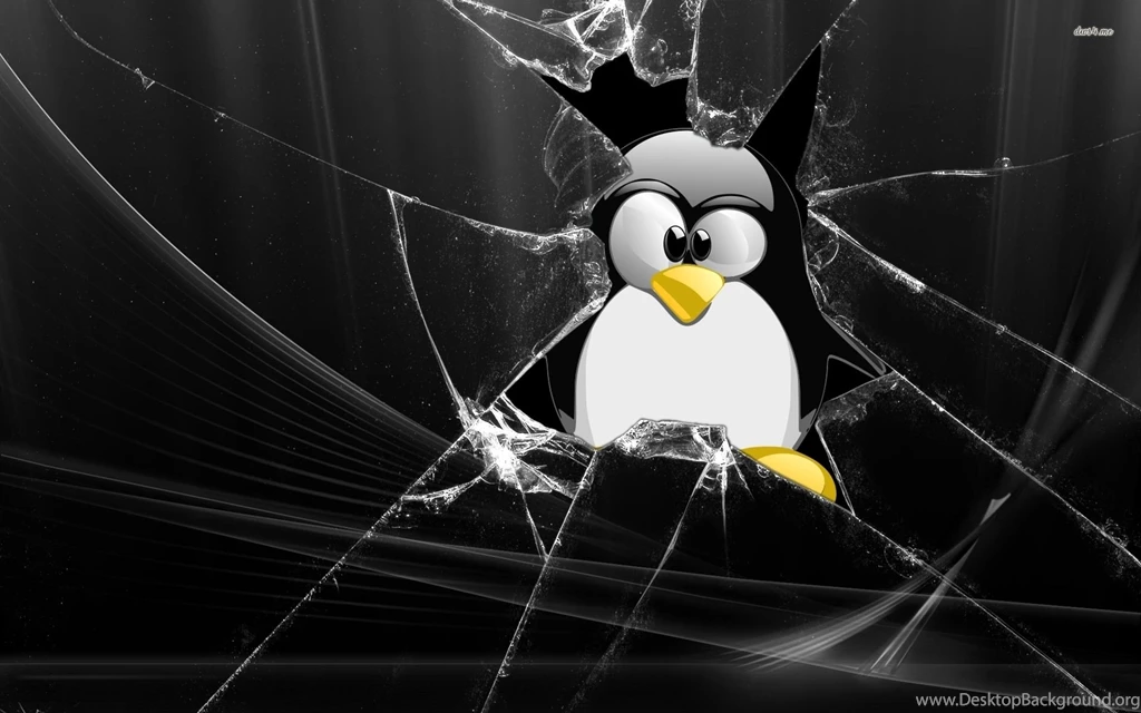 Tux Through Broken Window Wallpapers Computer Wallpapers