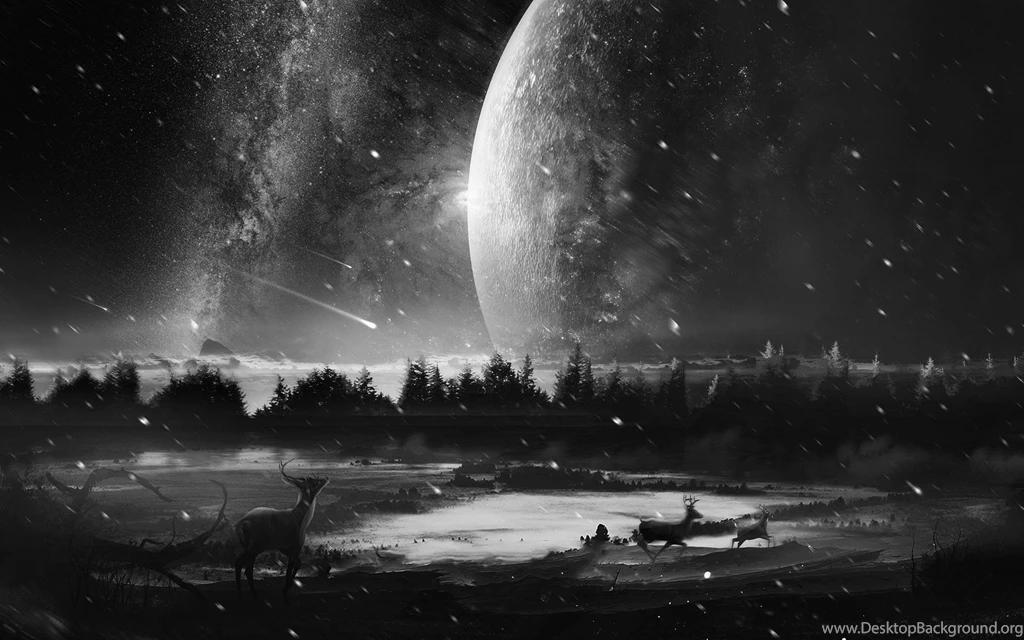 Creative & Graphics Black And White Universe Scenery Wallpapers ...