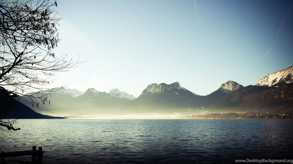 Download Wallpapers 1920x1080 Mountains, Fog, Lake, Branches ...