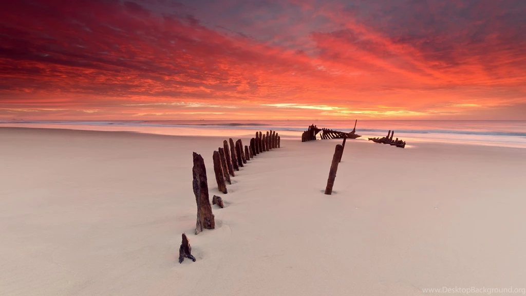 Download Wallpapers 2560x1440 Stakes, Columns, Sand, Beach, Outflow ...