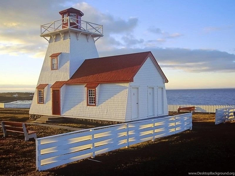 Lighthouse With A White Picket Fence Free Desktop Backgrounds And ...
