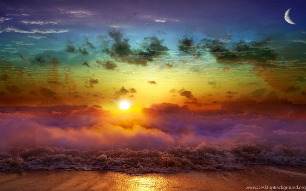 Download Wallpapers 3840x2400 Moon, Sun, Decline, Evening, Merge ...