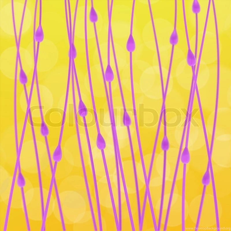 Purple Twigs On The Yellow Blurred Background, Wallpapers Pattern ...
