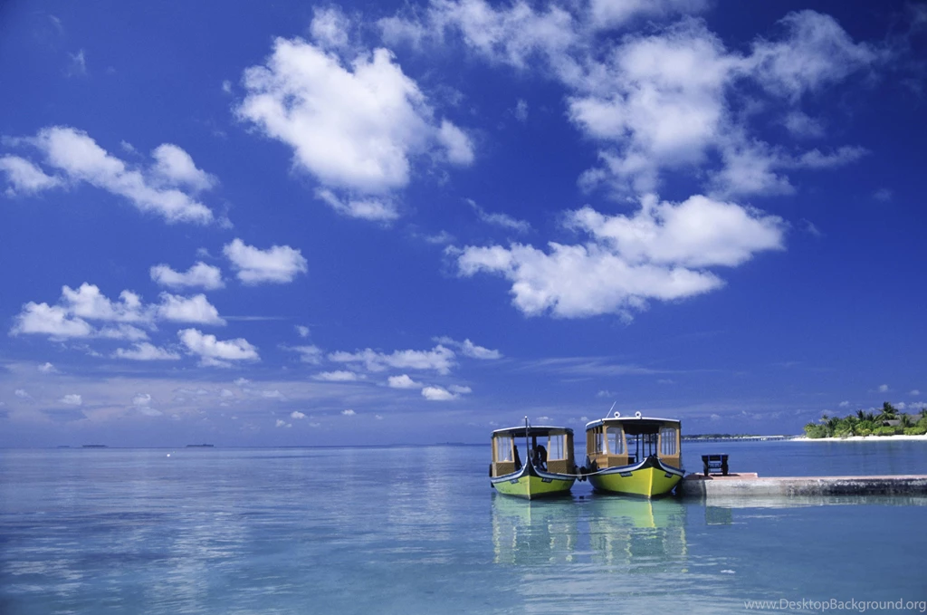 Wallpapers Blue, Ocean, Clouds, Boat, Maldives, Dhoni Boats ...