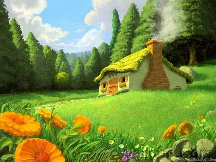 Glade Cottage, Fantasy Landscapes Digital Painting Wallpapers 44 ...
