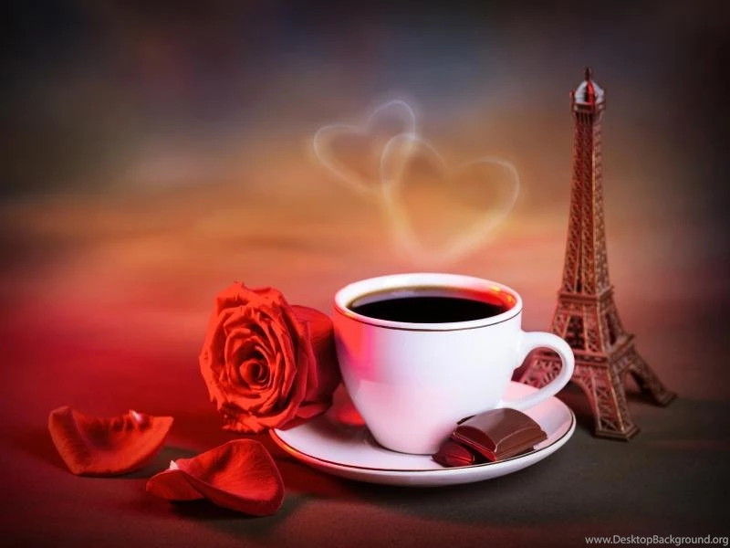 Red Rose, Cup Of Coffee, Love Hearts, Warm Style Wallpaper,Red HD ...
