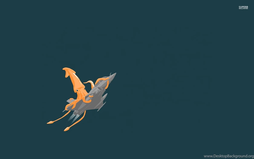 Giant Squid On A Jet Wallpapers Funny Wallpapers