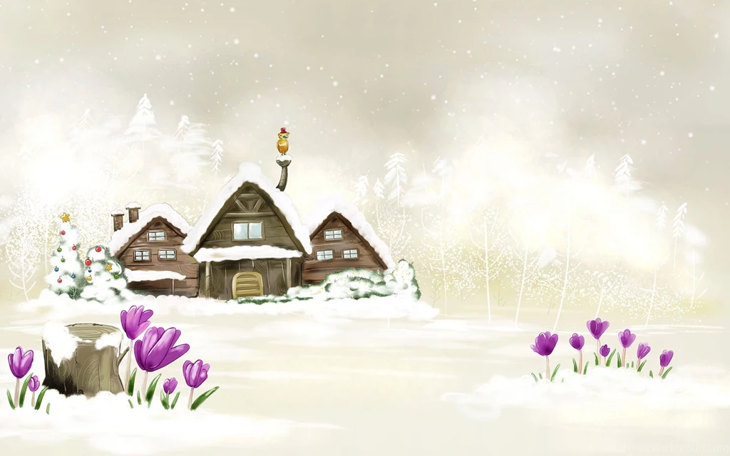 Free Christmas Snowy House Wallpapers Computer Desktop Wallpapers