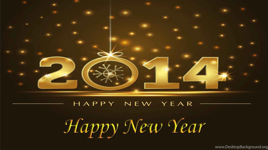 Golden Sky Happy New Year 2014 HD Free Wallpapers