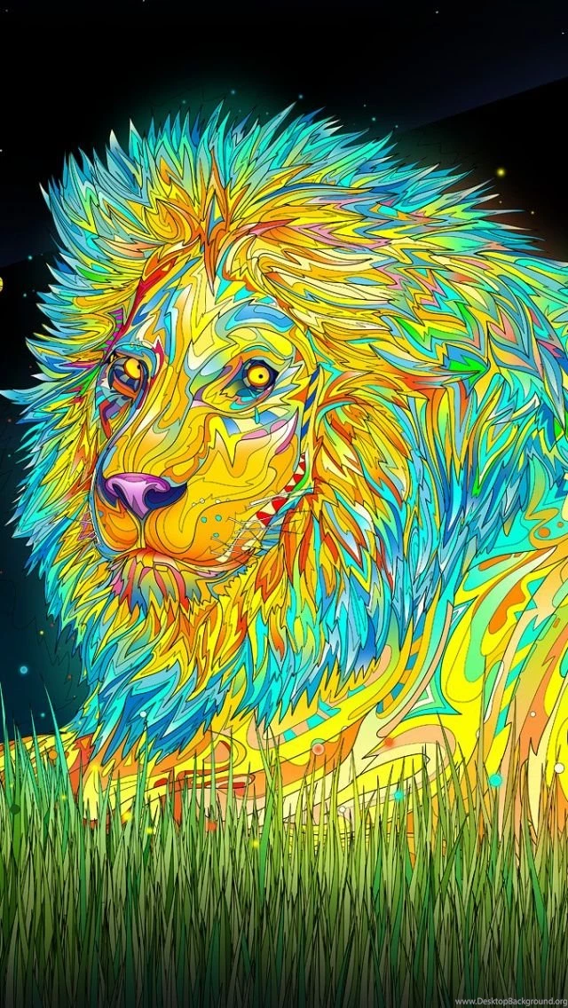 Trippy Lion iPhone 5 Wallpapers