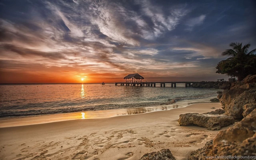 HD Beach Wallpapers Amazing Sunset Over The Caribbean Beach ...