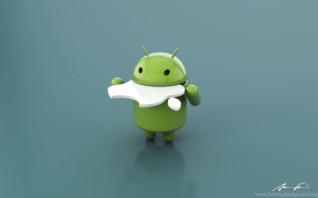 Funny Android Eat Apple Wallpapers Desktop