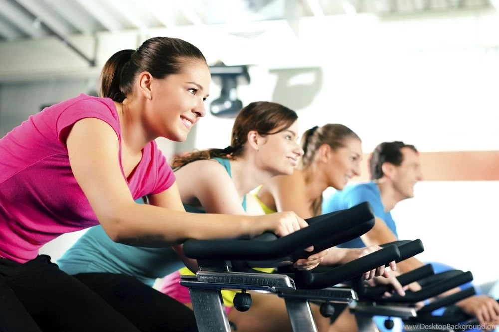 Indoor Cycling In Gym Download PowerPoint Backgrounds   PPT ...