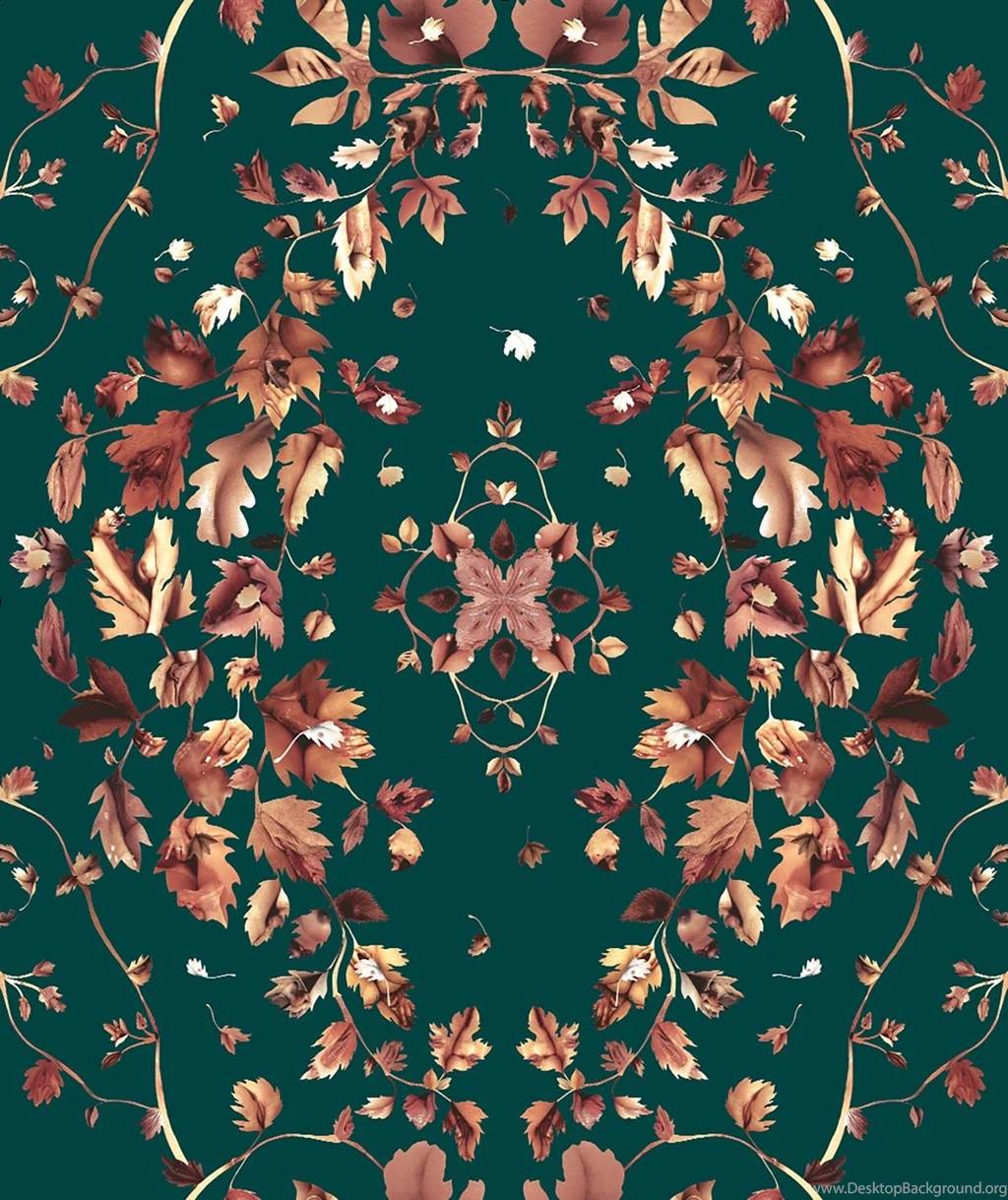 Lazarides // Jonathan Yeo // Leaf Collage Wallpapers (Teal) 2014