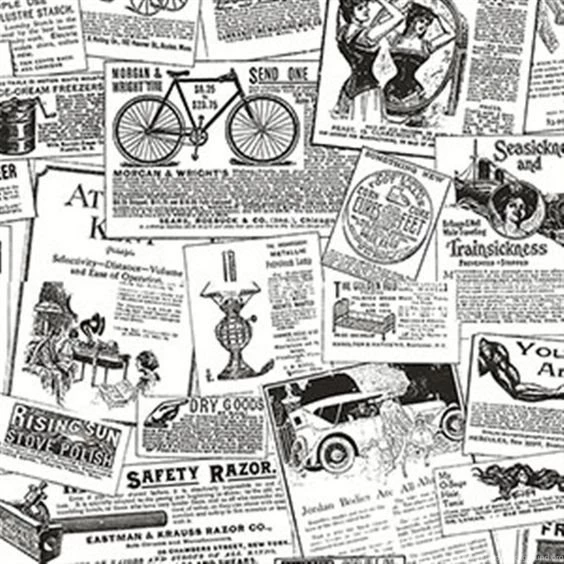Nostalgic Ad Clipping Collage Wallpapers In Black & White ...