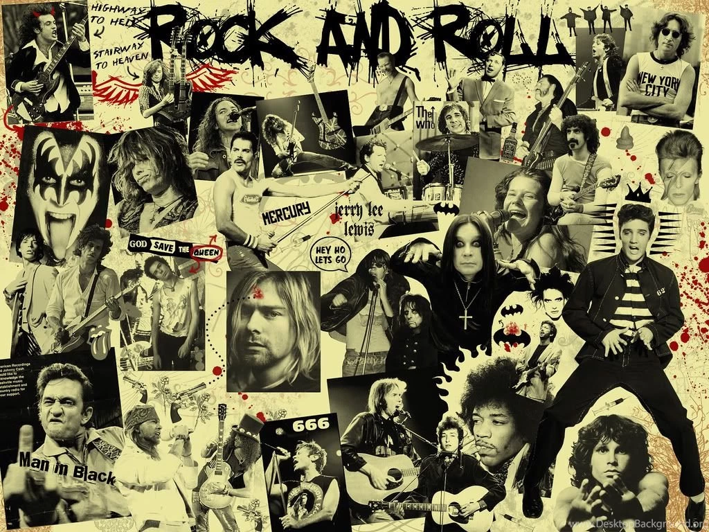 Rock N Roll Collage Wallpaper.