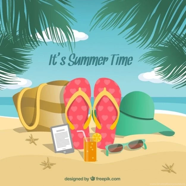 Beach Backgrounds With Summer Accessories Vector