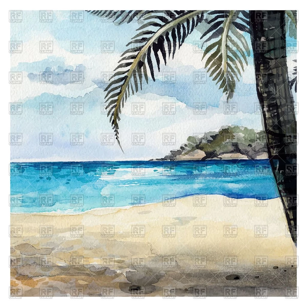 Watercolor Tropical Beach Background, 78065, Travel, Download ...