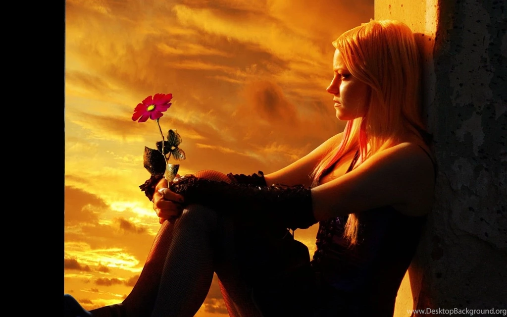 Gothic Cg Digital Manip Art Mood Flower Women Sky Sunset Waiting ...