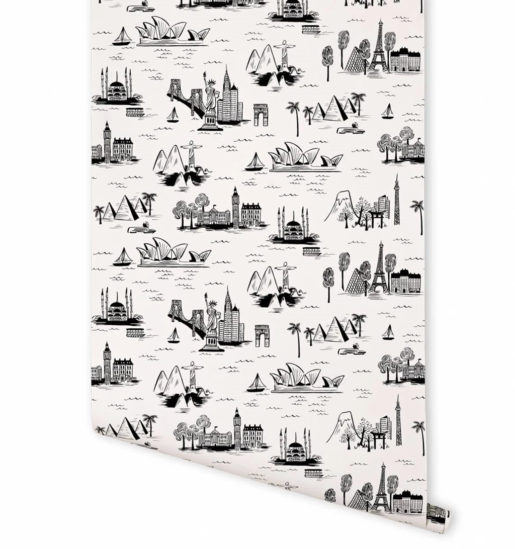 City Toile (White) Wallpapers By RIFLE PAPER Co.