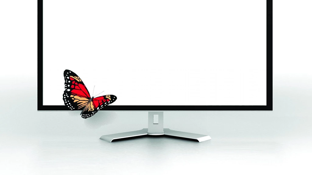 Download Wallpapers 3840x2160 Tv, Butterfly, Monitor, White ...