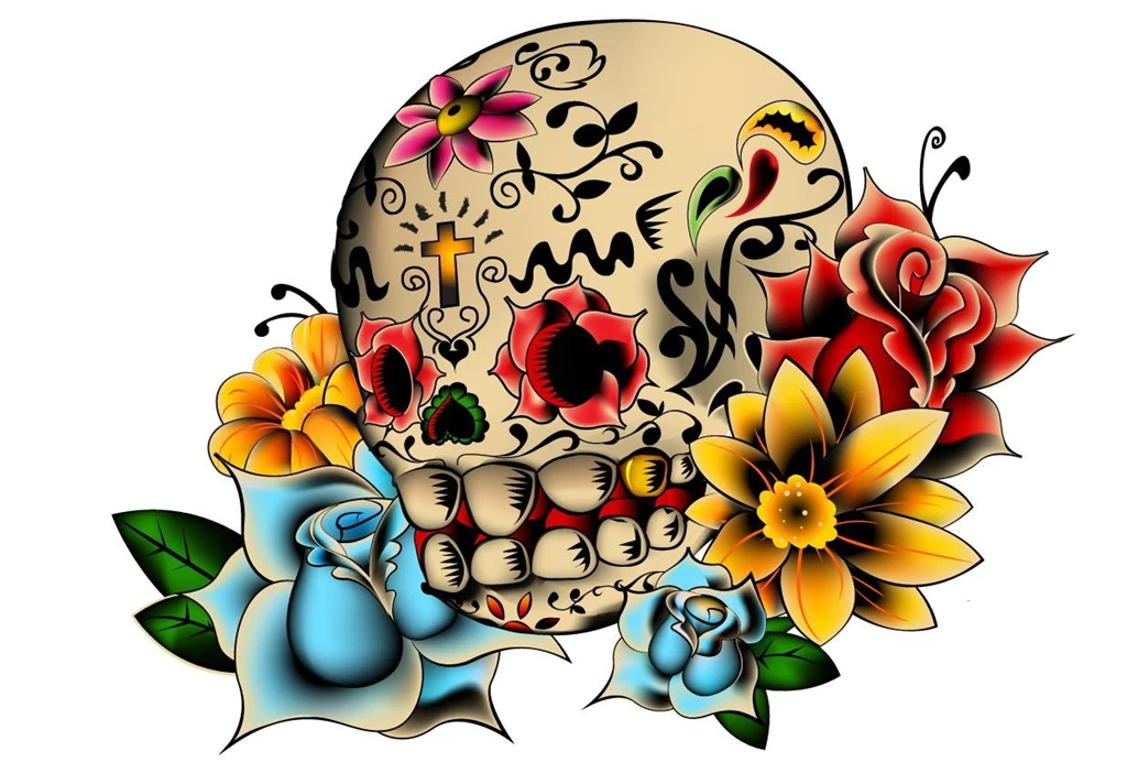 DRAWING OF A SUGAR SKULL WALLPAPER (