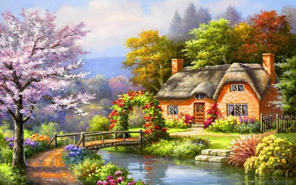 SPRING CREEK COTTAGE WALLPAPER   (