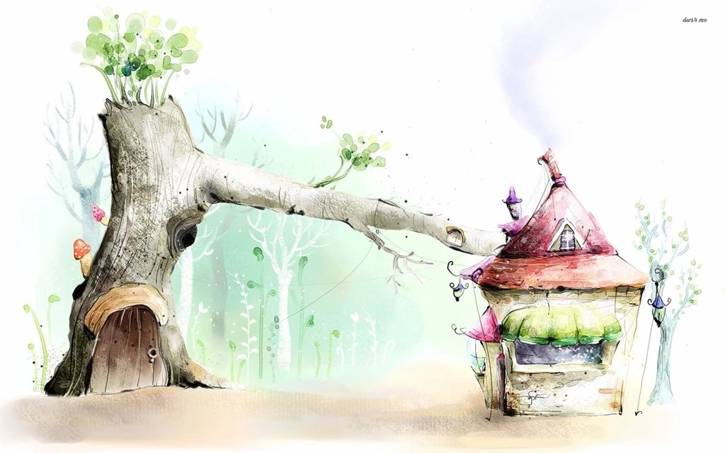 Tree Cottage Wallpapers Artistic Wallpapers