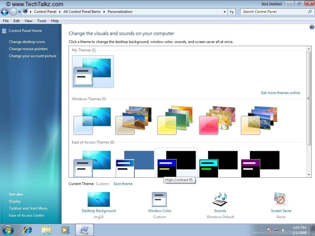 Change Desktop Background, Screen Saver, Window Colors And Sound ...