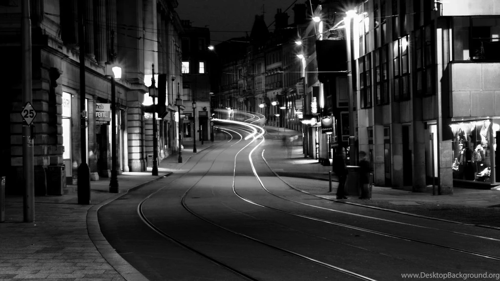 Road Night Dark Train Tracks City Wallpapers