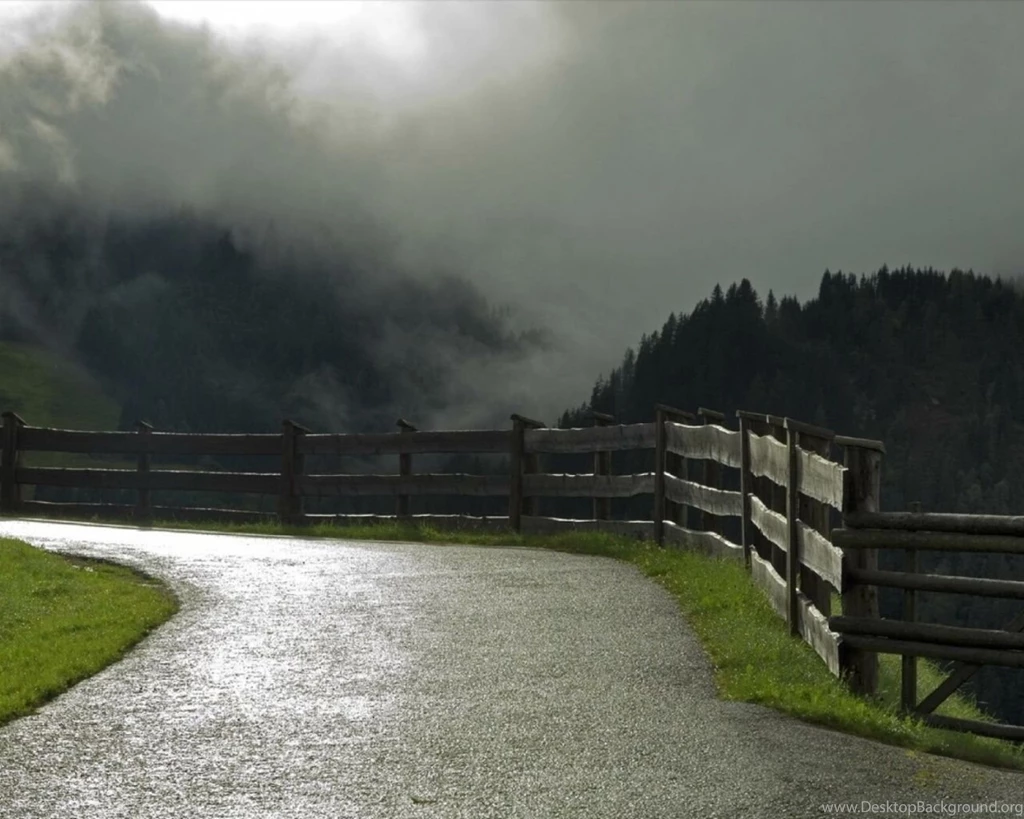 1280x1024 Dark Sky Forest Road & Fences Desktop PC And Mac Wallpapers