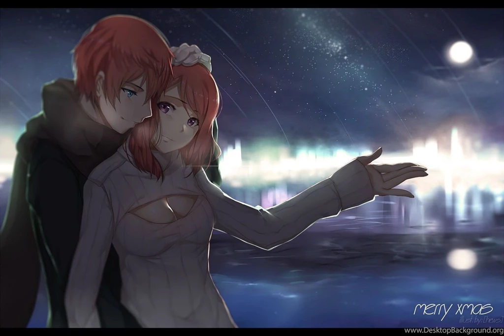Blue Eyes Breasts Christmas Cleavage Hewsack Hug Male Moon Night ...