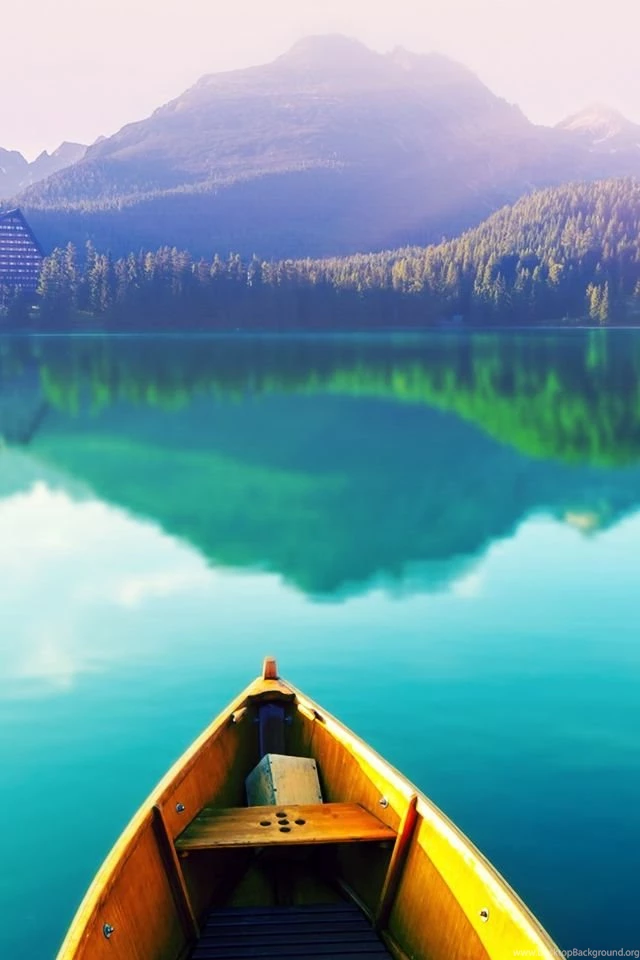 Download Boat On Peaceful Lake Wallpapers HD 6783 640x960 Px High ...