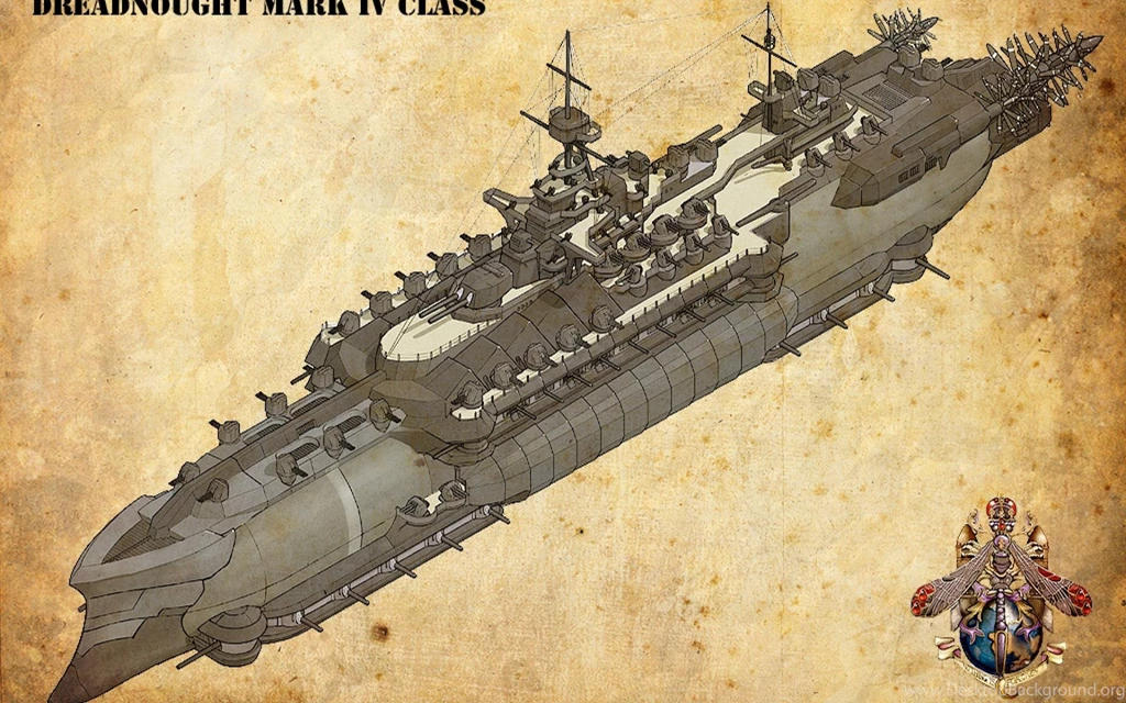 Airship Boats Design Schematic Steampunk Wallpapers (