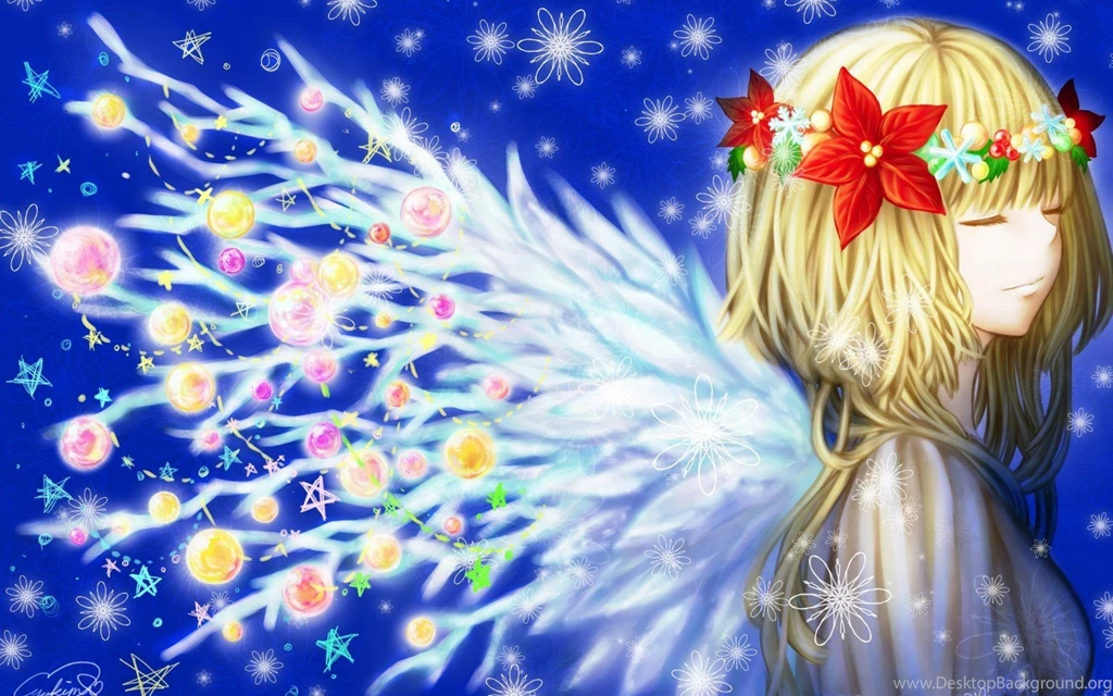 Girl Toys Anime Christmas New Year Winter Wreath Wings Snowflakes ...