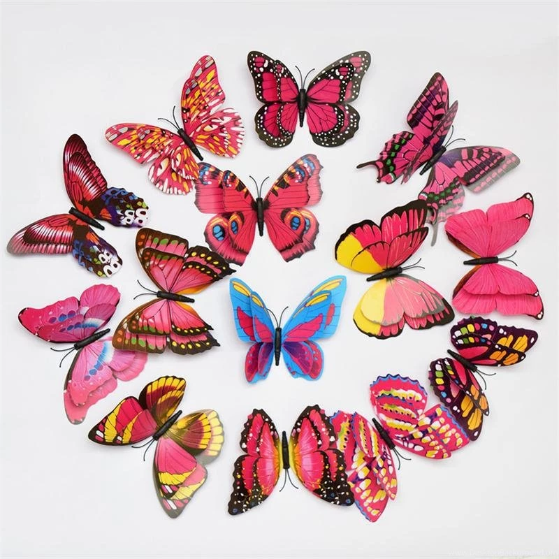 Aliexpress.com : Buy Double Wings 3D Butterfly Wall Sticker Home ...