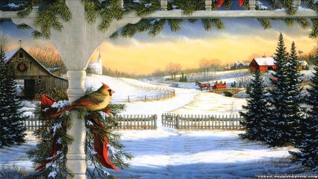 Sleigh Ride Christmas Scene Free Old Postcard Free Desktop ...